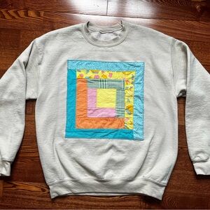 Quilted Sweatshirt with Patchwork Square